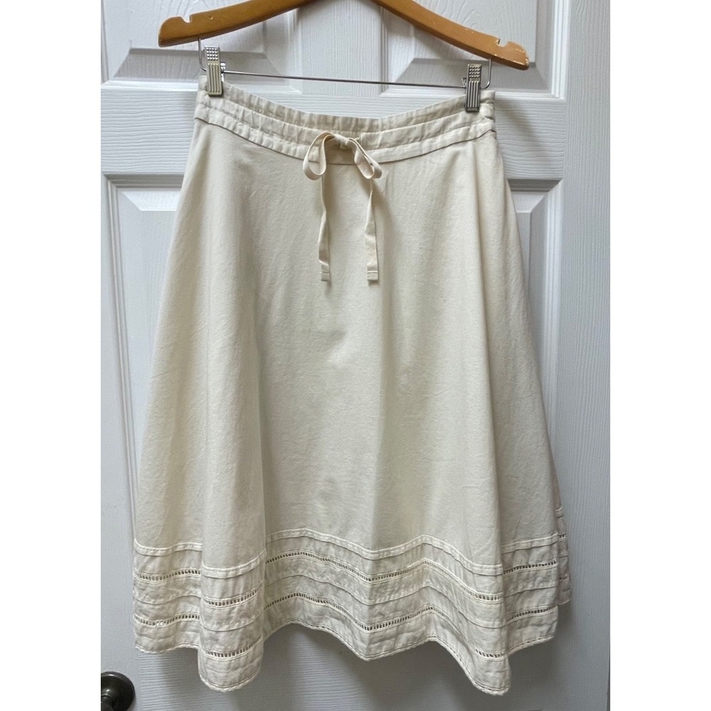 Vintage Banana Republic Women's Sz 2 Drawstring Knee Length Eyelet Trim Skirt - Picture 2 of 16